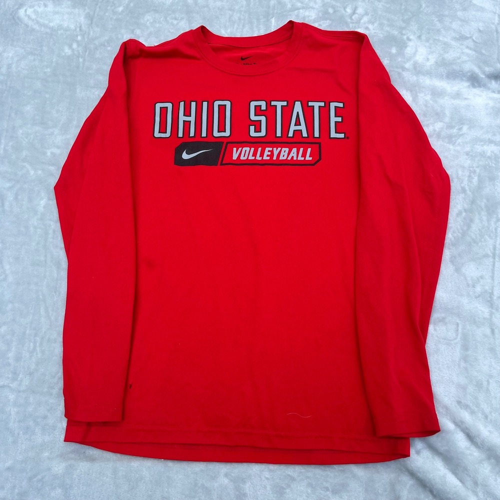 Nike Ohio State Buckeyes Volleyball Dri-FIT Long Sleeve Shirt Red Mens Small